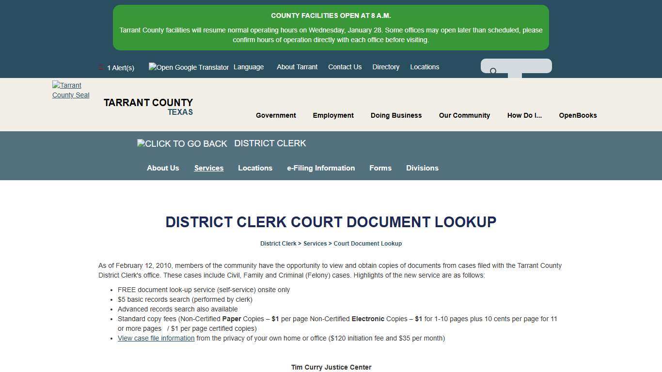 District Clerk Court Document Lookup