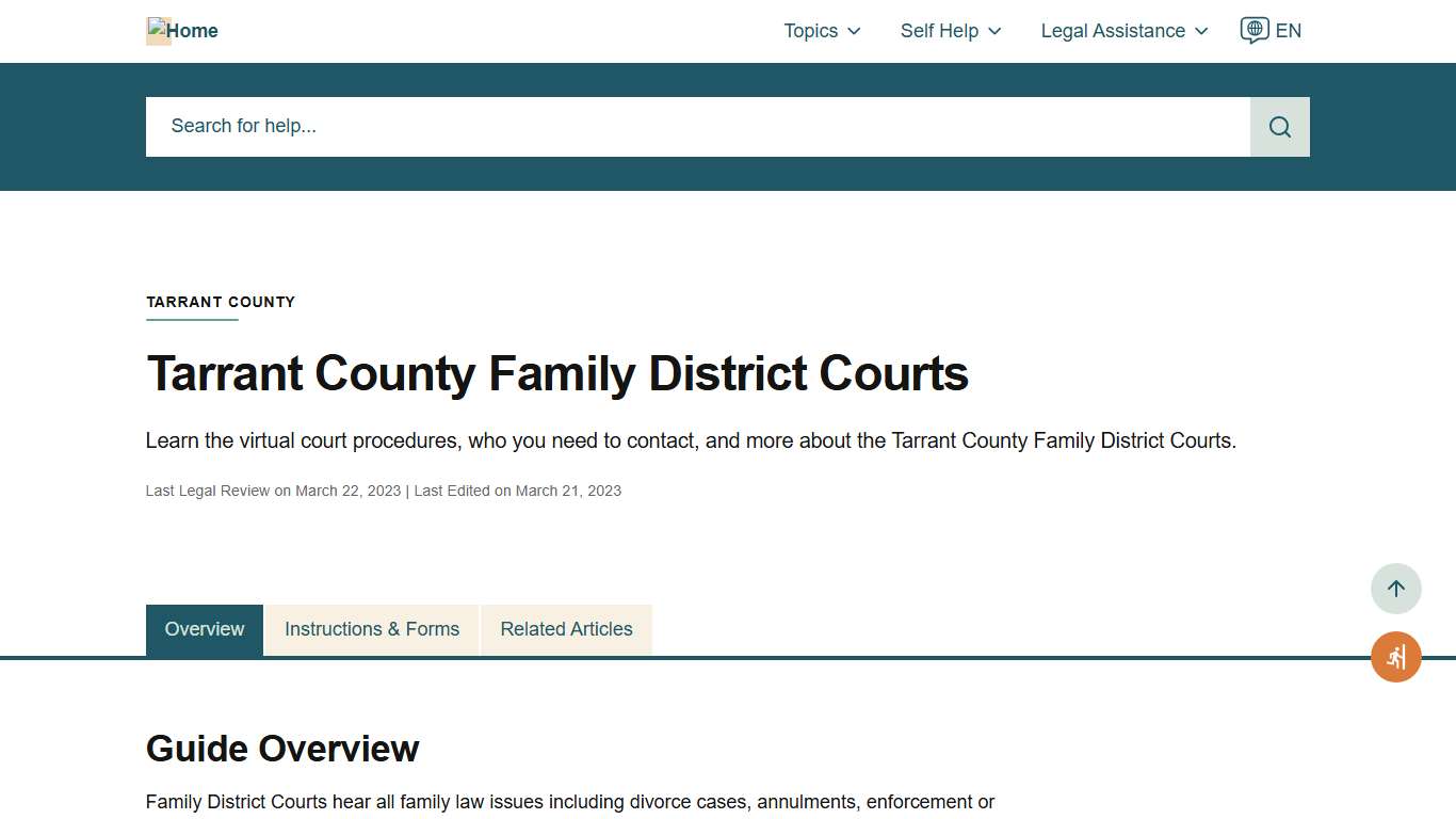 Tarrant County Family District Courts Texas Law Help
